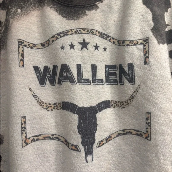 Morgan Wallen Gray & White Tie-Dye Concert Tour Country Graphic Crewneck - Picture 2 of 4